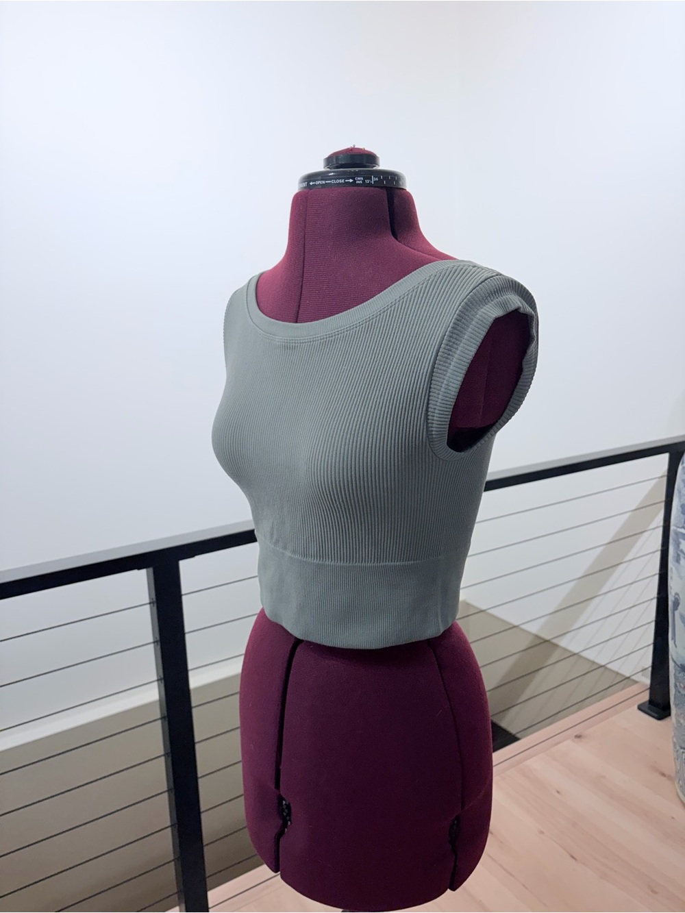 aerie Sage Green Ribbed Crop Tank